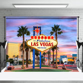 Lofaris Sunset Sky Palm Trees Summer Casino Photo Backdrop